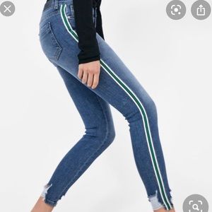 Zara Basic Denim with Green Side Stripe